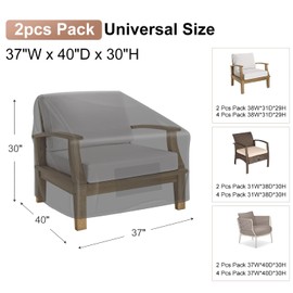 Patio Chair Covers Waterproof, Mrrihand Lounge Deep Seat Cover, Heavy Duty Outdoor Lawn Patio Furniture Covers (37" W x 40" D x 30" H - 2 Pack)