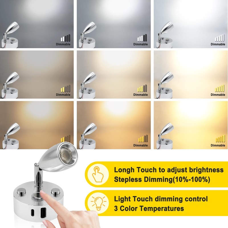 WTNYOU 12V LED RV Interior Reading Light, Dimmable, with Dual