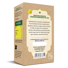 Dandelion Root Tea with Cinnamon and Cardamom - A Natural Gourmet Herb Mix, A Taste-Intensive, Organic and Healthy Drink Option Organic (25 x 3 g) DARY NATURY