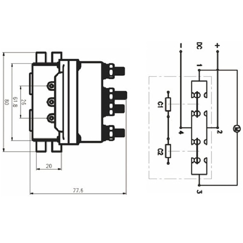 Gtouse Winch Solenoid Relay, 12V 250A Badlands Winch Solenoid Contactor