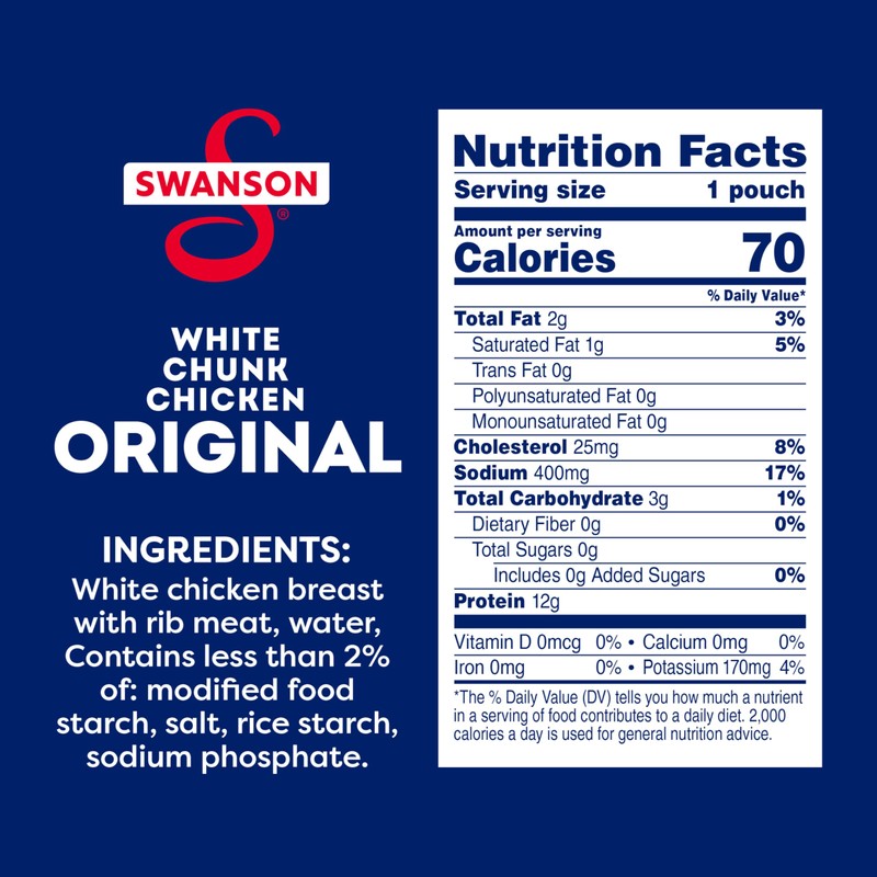 Swanson Original White Chunk Fully Cooked Chicken, Ready to Eat,