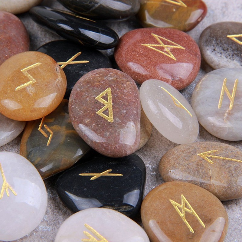 25pcs Rune Stones Set Good Luck Eliminate Negativity Lightweight Divination