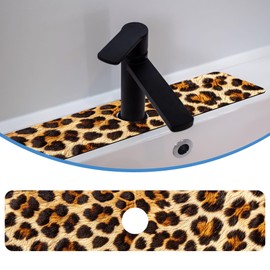 FTJHKUY Leopard Fur Animal Texture Sink Faucet Mat - Soft Non-Slip for Kitchen & Bathroom, 23.5"X5.5"