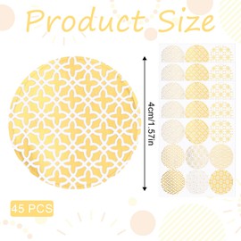 45 PCS Envelope Seals Gold Stickers for envelopes Large Round Labels Decorative Gift Boxes Stickers Birthday Cards Party Favor Bags Stickers Self-Adhesive Invitations Seal Sticker for Wedding Parties