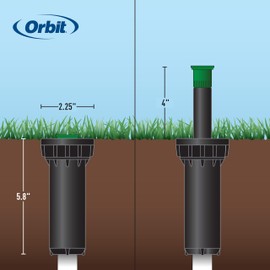 Orbit 80312 4-inch Professional Pressure-Regulating Pop-Up Spray Head Sprinkler with 15-Foot Brass Nozzle, Full Spray