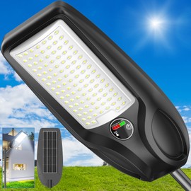 TENKOO Solar Street Lights Outdoor 6000W Solar Parking Lot Lights, 350000 Lumen Street Light with Motion Sensor LED Wide Angle Lamp Waterproof IP67 Commercial Lighting for Yard