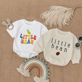 KOLNAMDINH 2PCS Baby Boy Girls Little Bean Romper Set, Cute Toddler Outfit, Perfect for Everyday Wear, Birthday