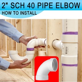 (2" PVC Elbow, 3 Pack) Asterbacks 2 inch PVC 90 Degree Elbow Schedule 40 White Pipe Fittings Connectors PPT-877(3 PCS)