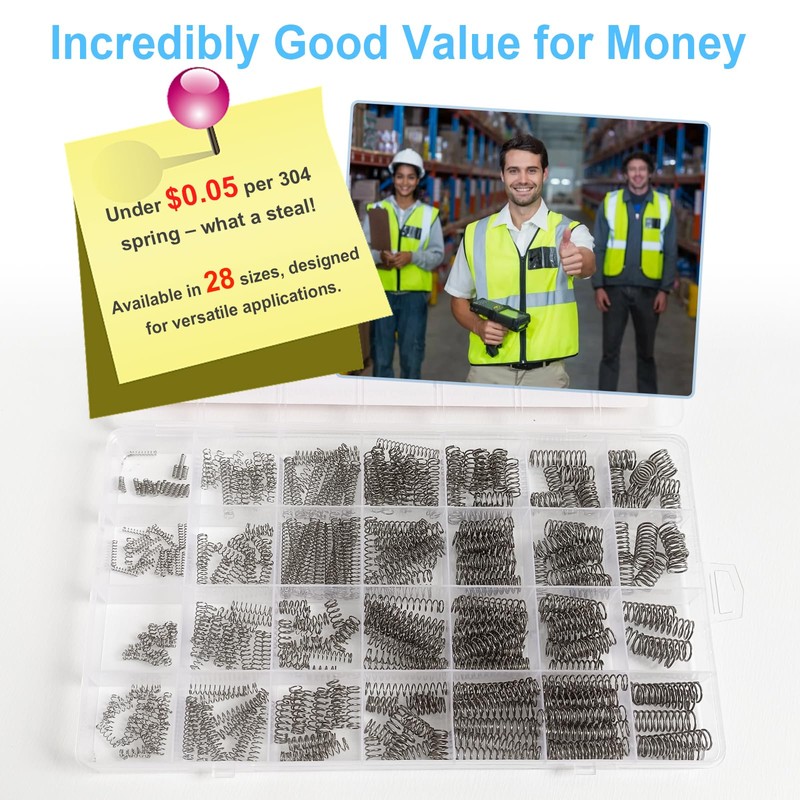 SciWil 390-Piece Compression Spring Assortment Kit, 28 Sizes Small Springs