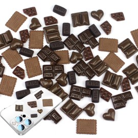 60 Pieces Simulation Chocolate Resin Flaback Cabochon Slime Charms Resin Chocolate Slime Beads Fake Resin Chocolate Candy for DIY Craft