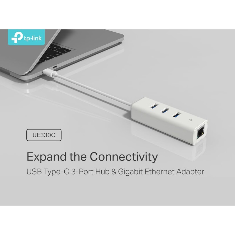 TP-Link USB Type-C 3-Port Hub & Gigabit Ethernet Adapter, 3-Port
