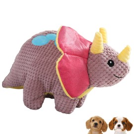 FOily TOily Dog Toy, Chewing Toy, Durable, Stuffed Animal for Dogs, Sounds, Brushing Teeth, Pulling, Small and Medium Dogs, Present, Gift, Bokudou Dinosaur Series (Tricera-kun)