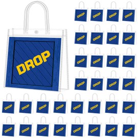 Supervitae 36 Pcs Video Game Drop Clear Favor Bags with Handle Reusable Plastic PVC Military Battle Gift Bag Goodies Treats Totes for Birthday Wedding Christmas Party Supplies, 8 x 8 x 3.15 Inch