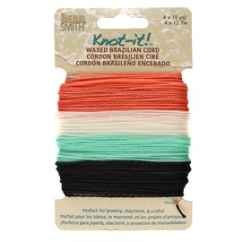 The Beadsmith Knot It Waxed Polyester Cord Ocean Dreams 1mm Diameter 4 Cords, 15 Yards Each Make Jewelry, Macrame, Friendship Bracelets and DIY Crafts