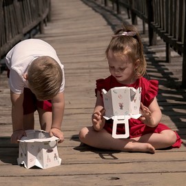 Hippychick Tron Potty, Travel Sickness Throw Away Packs for Children/ Adults of up to 50 kg, Disposable, Collapsible, Portable, Non-Spill, Environment Friendly, Potty Training, 3-Pack, Rabbit and Bear