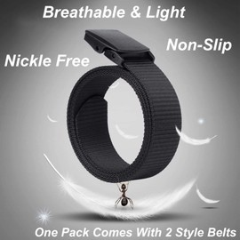 WERFORU Nylon Military Tactical Belt For Men Outdoor Canvas Webbing Belt 1.5 Inches with Plastic Buckle (A-Black-, XL for pants size below 54")