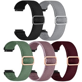 GEAK Stretchy Nylon Strap Compatible with Garmin Venu Sq/Venu Sq 2/Venu 2 Plus Watch Band, 20mm Loop Elastic Fabric Straps Compatible for Garmin Vivoactive 5 / Vivoactive 3 /Vivoactive 6 Women Men