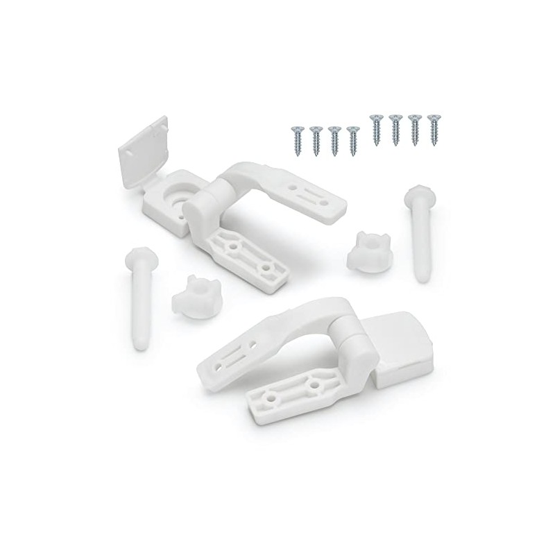 White Plastic Toilet Seat Hinge Replacement with Bolts Screw and
