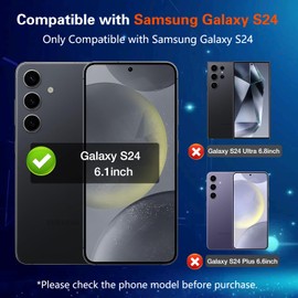 Galaxy S24 Privacy Screen Protector, 2X Ant Spy Tempered Glass Film + 2X Camera Lens Protector, [Fingerprint Unlock] [28° Anti-Peep] [Installation tools] [Zero Bubble] Black/Dark Shield for Galaxy S24