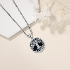 Friggem Tree of Life Necklace, 925 Sterling Silver Tree of Life Pendant Necklace Celtic Knot Tree of Life Jewellery Gifts for Women Girls, Sterling Silver, No Gemstone