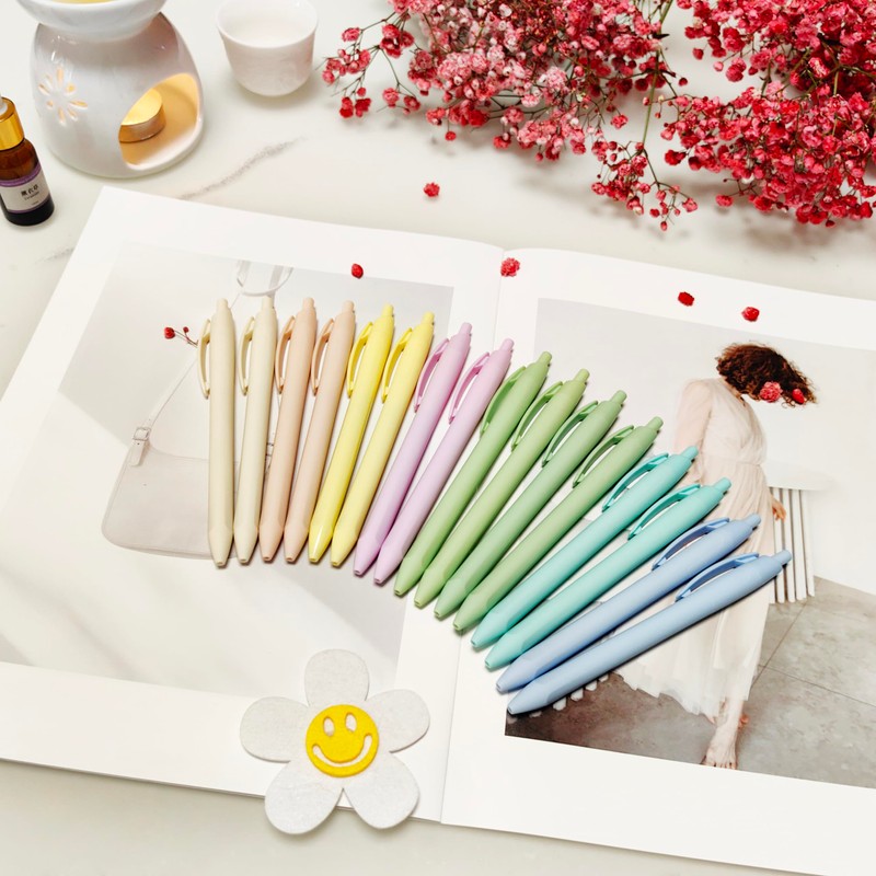 Colourcolor Pastel Retractable Ballpoint Pens,Medium Point 1.0mm Black Ink,Quick Drying,Smearing