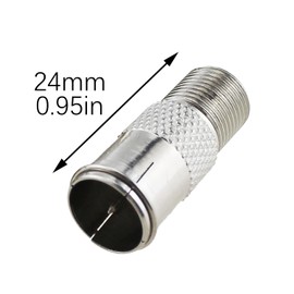 RLECS 6PCS 24mm Long Silver Coaxial Cable Quick Connectors F Type Push in Coaxial Extender Nickel Plated Adapter Set Top Box Adaptor Suitable for Antennas Satellite Receivers Cable TV