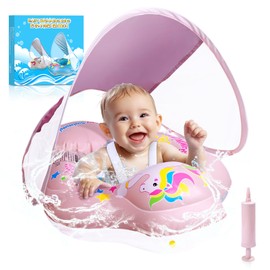 BNEHHOV Baby Swimming Ring with Sun Canopy, Removable Sun Canopy, Swimming Seat, Toddlers, Swimming Aid for Toddlers, Baby Float, Inflatable Swimming Hoop, UPF 50+, for Inflatable Children from 3-36