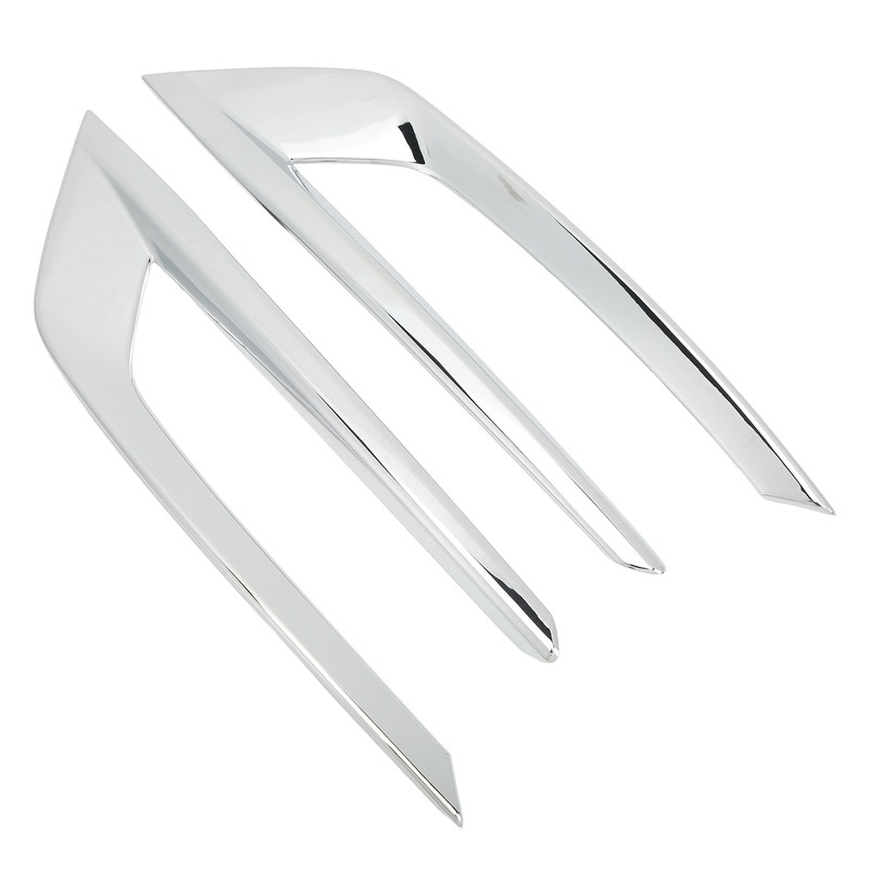 2PCS Front Fog Light Trim Silver Decoration Anti Fading Exterior