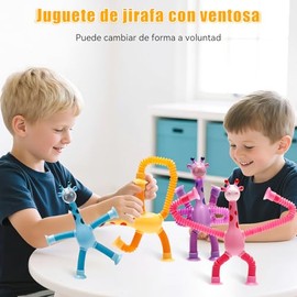 LUHI 4 Mini Ttubos Sensoriales,4 Piezas Jirafa Juguetes sensoriales, Juguetes para el TDAH y la ansiedad, Jirafa telescópica con ventosas, Un Juguete 