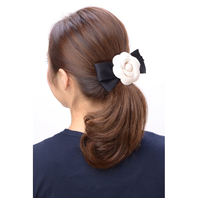 [ヴァンテーヌ] VINGTAINE カメリア リボン バレッタ ヘアアクセサリー H-472-WH ホワイト