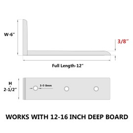 NEODROP 6-Pack 12 Inch Countertop Support Brackets, Heavy Duty L Brackets for Quartz/Wood/Laminate/Granite Countertops | 3/8" Thick Metal Steel | Frosted Black Powder Coated