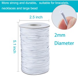 Zealor Stretchy Bracelet String 1 Roll 2mm Elastic Cord Sturdy Elastic Beading Cord 100 Yards Stretchy String for Bracelet Jewelry Making Necklaces Beading, White