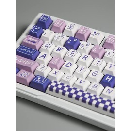 TRUSYO AUDIO PBT Keycaps,145 Purple Cute Key Caps Set for 60% 65% 75% 80% 96% 100% Gaming Keyboard,Dye-Sublimation PBT Keycap Set Profile