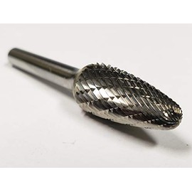 Titan TB19403 Solid Carbide Bur, Double Cut, Round Nose Tree, 1/2" Size, 1/4" Shank Diameter, 2-3/4" Overall Length, 1/2" Diameter, 1" Length of Cut, SF-5