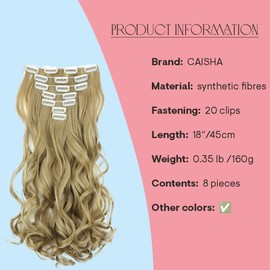 CAISHA XXL 18" 8 Pieces Set Clip In Extensions Hair Extension Hairpiece Voluminous Wavy Blonde CES6-1