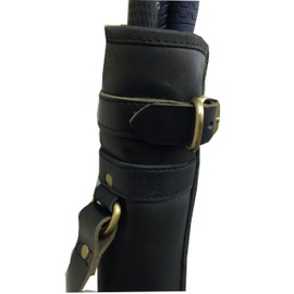 John Shooter Leather Golf Club Bag Golf Range Pencil Bag Lambs Wool Lined (Black)