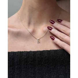 PAVOI 14K Rose Gold Cubic Zirconia Initial Necklace | Letter Necklaces for Women | F Initial