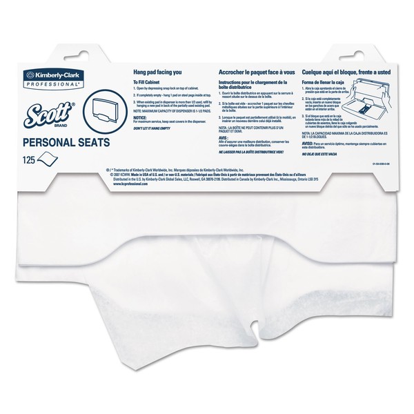 Scott 07410CT Personal Seats Sanitary Toilet Seat Covers, 15-Inch x 18-Inch , 125/Pack, 3000/Carton