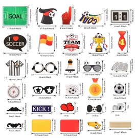 YGCHEN Photo Props Football Photo Props Selfie Props Football Fans Photo Booth Props Photo Box Accessories for Carnival Birthday Christmas Party (Pack of 30)