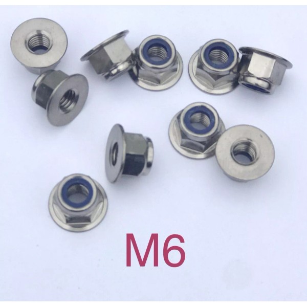 Unbranded M6 Titanium Flange Hex Nylon Lock Nut (Lighter than