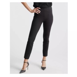 Quince Women's Black Ultra-Stretch Ponte Pants Pintuck Ankle sz S NWT