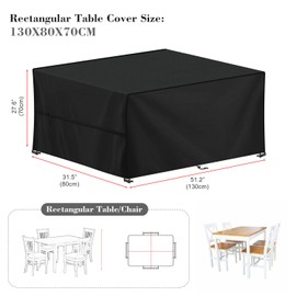 LAMUNI Cube Garden Furniture Cover, 80x80x80cm Rattan Cube Table Cover, 420D Oxford Patio Set Covers Waterproof Outdoor Garden Square Table Cover Windproof Patio Table and Chairs Covers