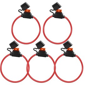 ZOOKOTO 12V 10 Gauge Inline Fuse Holder with 40 AMP ATC Blade Fuses,Tinned Copper Wire Fuse Holder for Car Truck Boat Motorcycle (5pack)