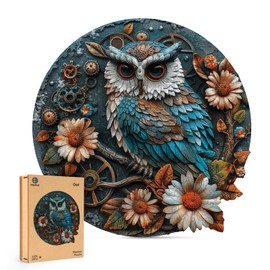 Wooden Owl Puzzle, 200 Pieces Unique Shaped Wood Puzzles, Hard Impossible Puzzles, Wooden Jigsaw Puzzle for Adults and Kids, Family Games Challenge Puzzle, Brain Games 15.49" x 15.49"