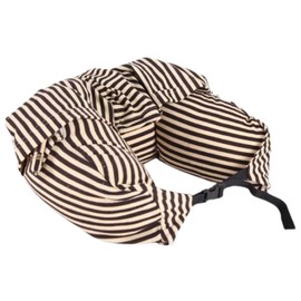 [Suitcase Company] GPT Neck Pillow, Hooded, Travel, Face Hidden, Striped, Striped, For Airplanes and Cars, U-Shaped, Travel, Aircraft, Bus, Train, U-Shaped, Peas Cushion, Microbead Pillow, Neck