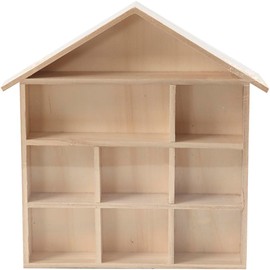 Creativ 100263 House-Shaped Shelving System, Size 26x25,2 cm, H: 3,5 cm, Paulownia, 1pc, Wood