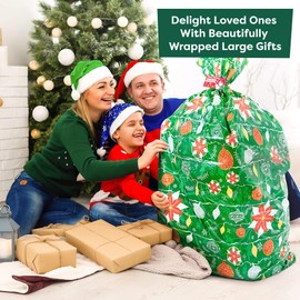 Large Christmas Gift Bag for Presents, Gifts - 1pc Heavy Duty Big Gift Sack with Tag & Tie - 56” x 36” - Extra Large Christmas Gift Bags Jumbo for Presents - XL Big Extra Large Gift Bag & Santa Bag