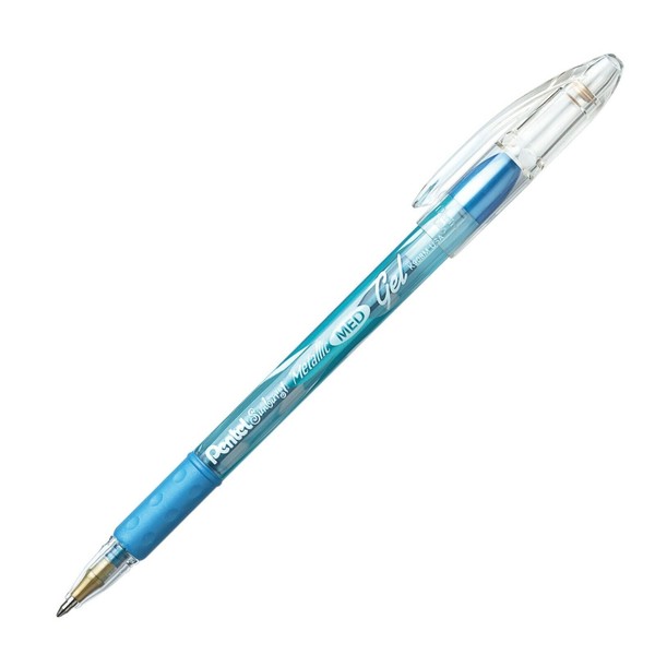 K908-MC Pentel Sunburst Metallic Gel Roller Pen, Medium Tip, Blue, Pack of 1