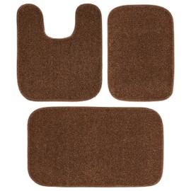 Garland Rug Gramercy Plush Polypropylene Washable Bath Rug Set, 3 Piece (Contour Rug, 17"x24", 20"x34" Bath Rugs) Cinnamon