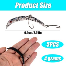 Pack of 5 trout baits, 6.5 cm, 4 g, trout wobbler, trout fishing accessories, minnow baits kit wobbler crankbaits, artificial bait with hook, suitable for salt water and freshwater